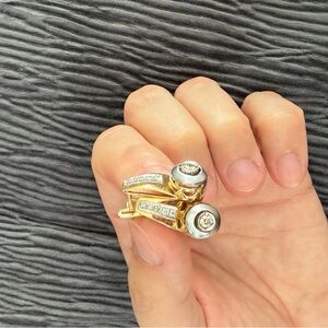 Elegant Gold and diamond  Women's Earrings 7.4 gr